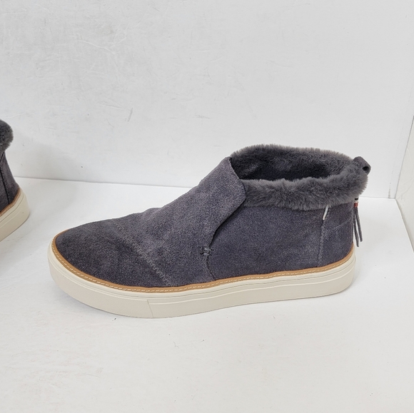 Toms Paxton Slip On Shoes Sneakers Suede Faux Shearling in Forged Iron Grey 8.5 - Picture 5 of 11